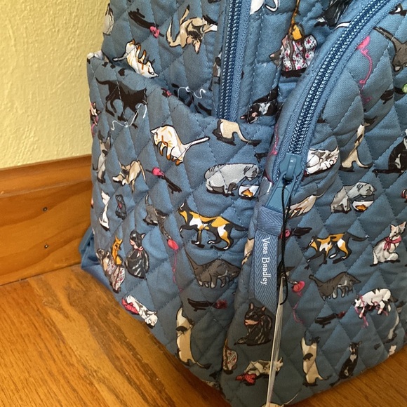 Vera Bradley Essential Large Backpack Cat's Meow gray bag NWT TRAVEL XL LAPTOP - Picture 6 of 8